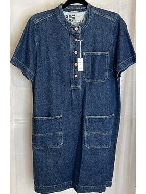 Gap BetterMade Denim Popover Mini Shirt Dress Dark Indigo Medium NWT MSRP $108